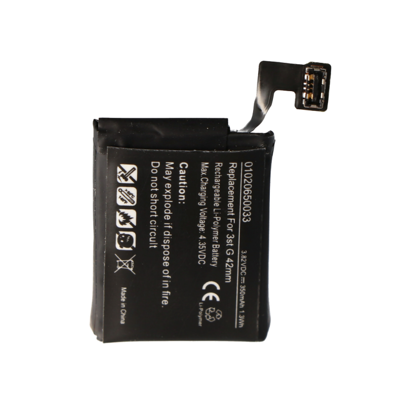 RHINO POWER HIGH QUALITY Replacement Battery suitable for Apple Watch 3 42mm, Li-Polymer, 3.82V, 350mAh, 1.3Wh, built-in, without tools A1850 battery