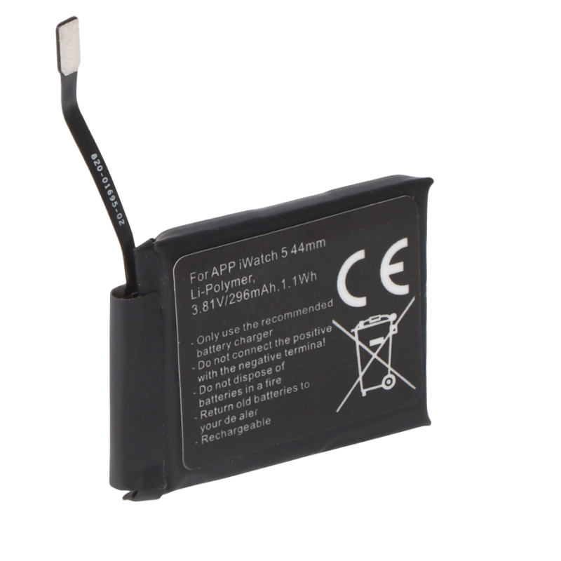 RHINO POWER HIGH QUALITY Replacement Battery only suitable for Apple Watch 5 44mm, A2181, A2157, Li-Polymer, 3.81V, 296mAh, 1.1Wh, built-in, without tools