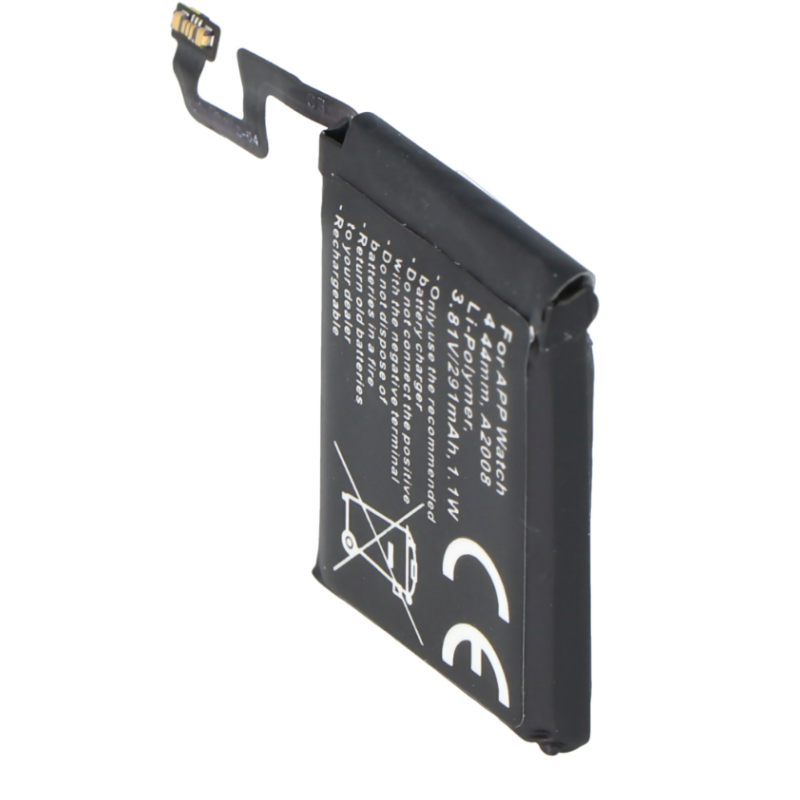 RHINO POWER HOCHWERTIGER Ersatzakku passend für Apple Watch 4 44mm, A2008,S4 A2059, Li-Polymer, 3,81V, 291mAh, 1,1Wh, eingebaut, ohne Werkzeug